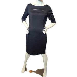 CALVIN KLEIN Scoop Neck Scuba Sheath Black Dress sz 12